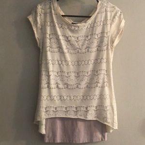 Lace-Like Blouse with Lilac Tank
